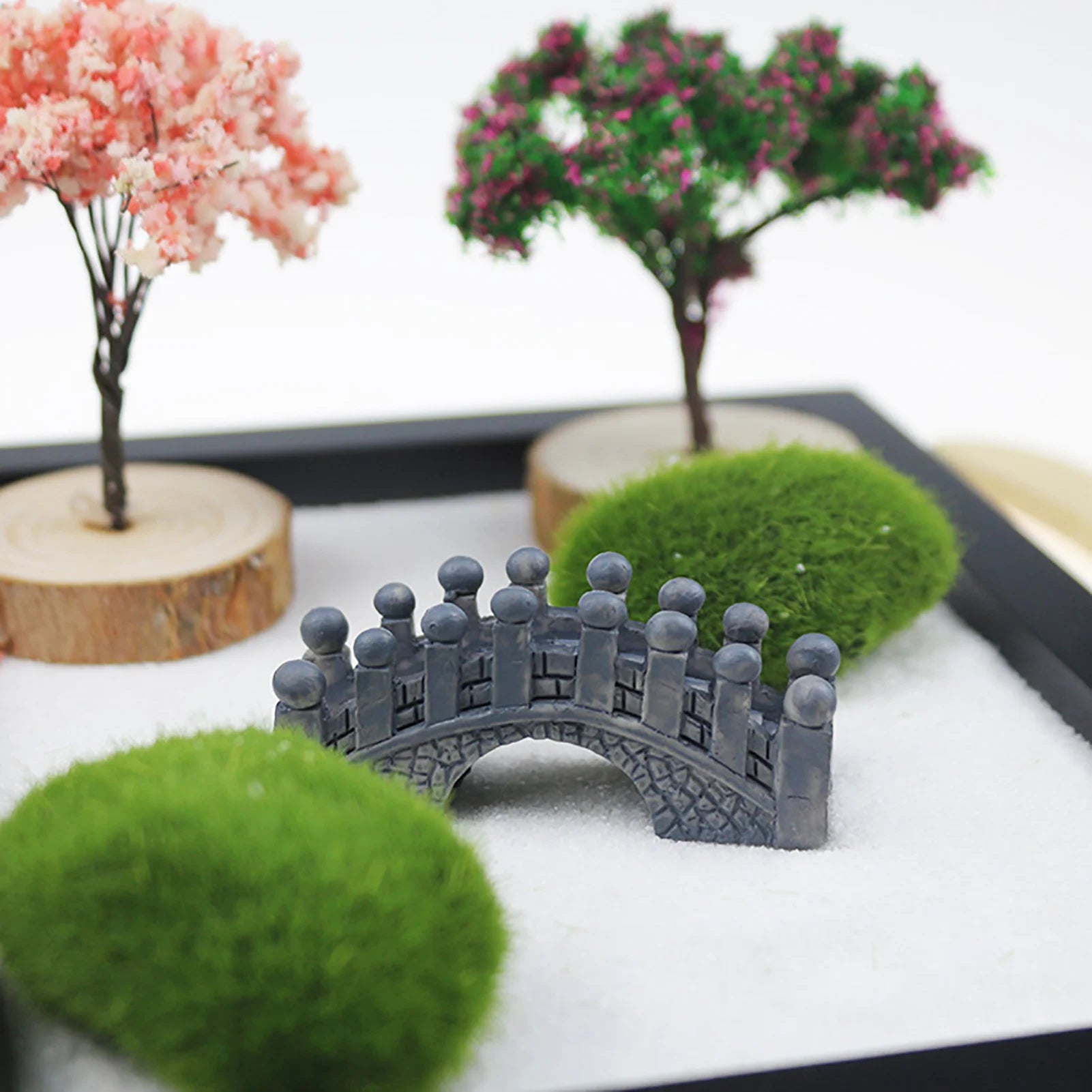 Mini Japanese Zen Sand Garden with Buddha & Cherry Trees – Complete Tabletop Meditation Kit