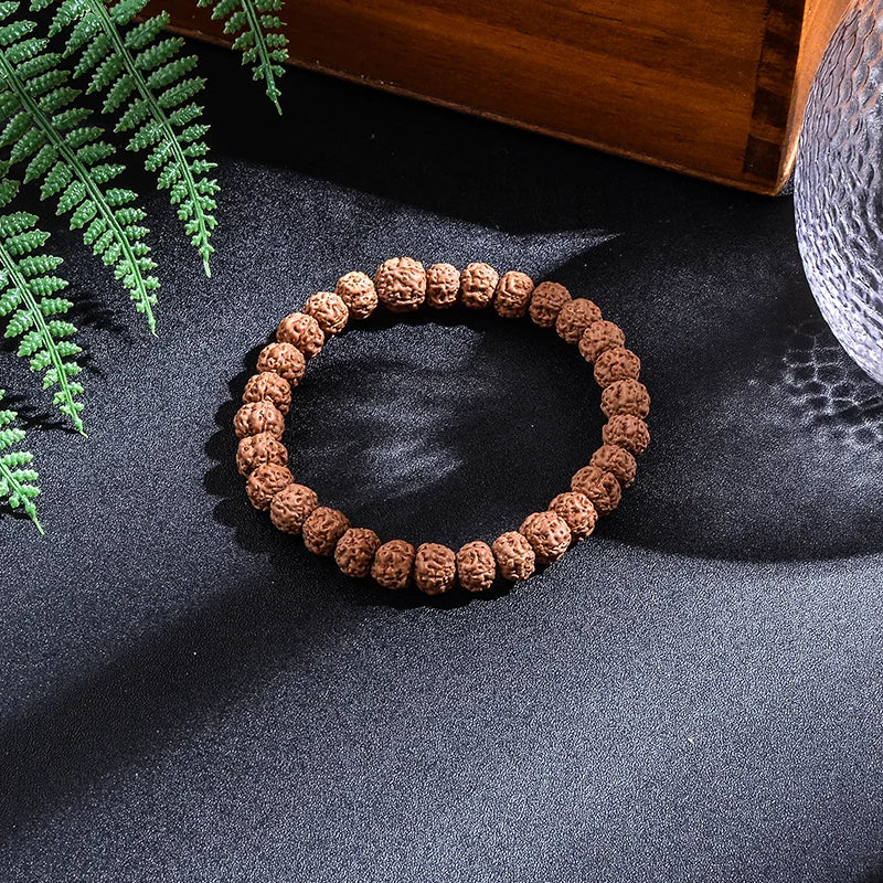Natural Rudraksha 108 Beads Mala – Hand-Knotted Yoga & Meditation Necklace with Tassel
