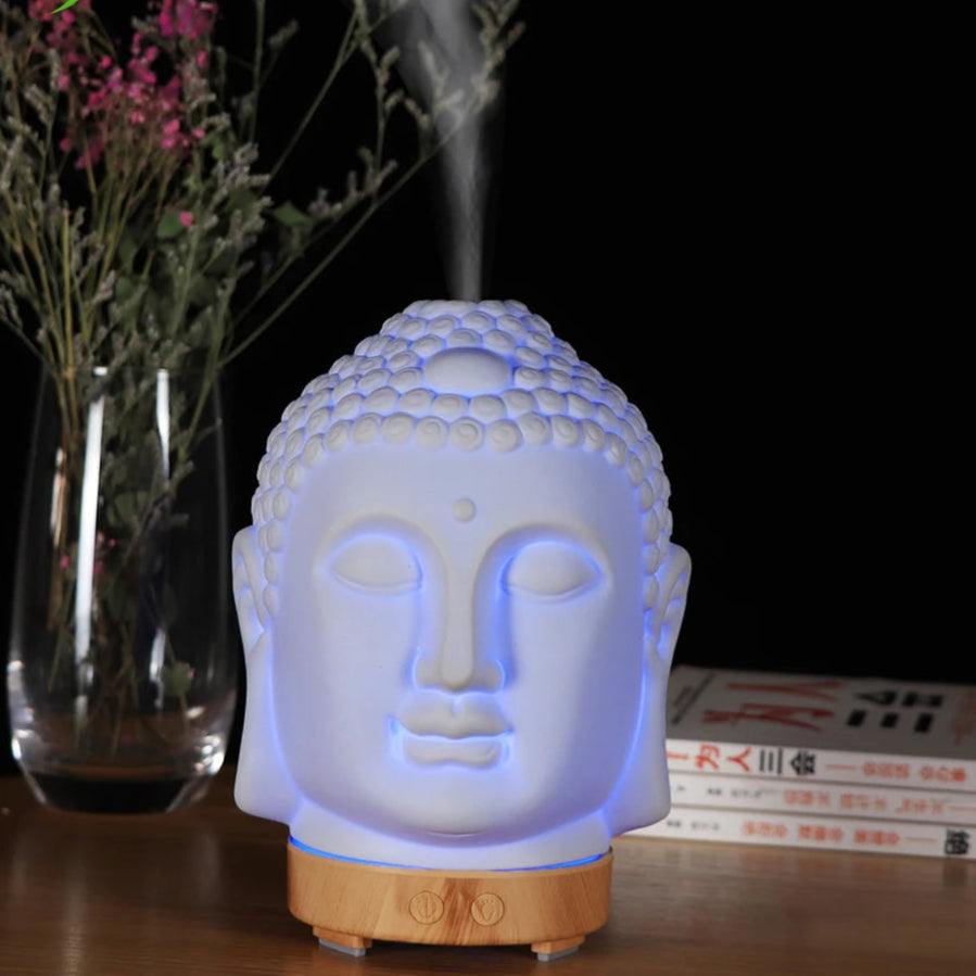 Buddha Head Essential Oil Diffuser – 100 ml Ultrasonic Aromatherapy Humidifier & Night Lamp