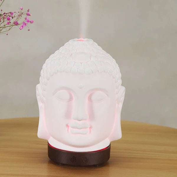 Buddha Head Essential Oil Diffuser – 100 ml Ultrasonic Aromatherapy Humidifier & Night Lamp