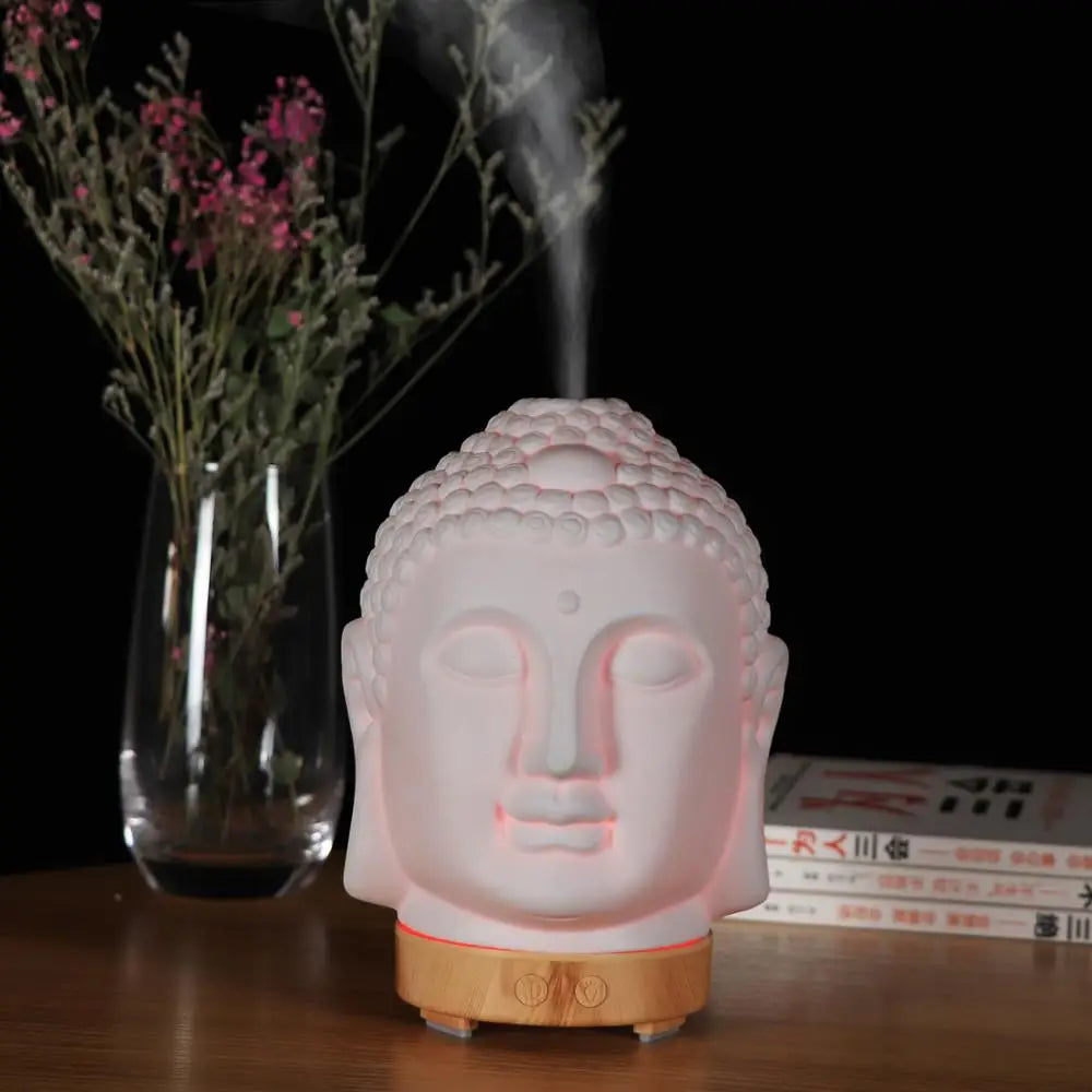 Buddha Head Essential Oil Diffuser – 100 ml Ultrasonic Aromatherapy Humidifier & Night Lamp