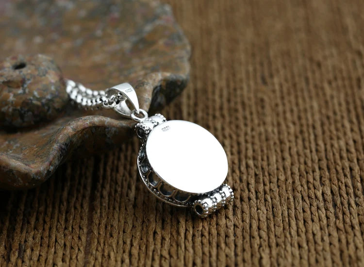 Handcrafted 925 silver lotus pendant tibetan sterling silver lotus gau box pendant buddhist prayer box pendant