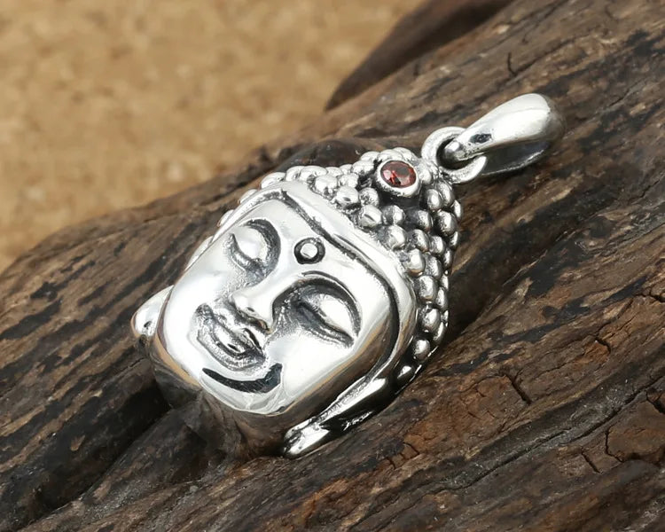Handcrafted 925 Silver Buddha Pendant vintage sterling silver Tibetan Buddha Head Amulet Pendant Good Luck Amulet