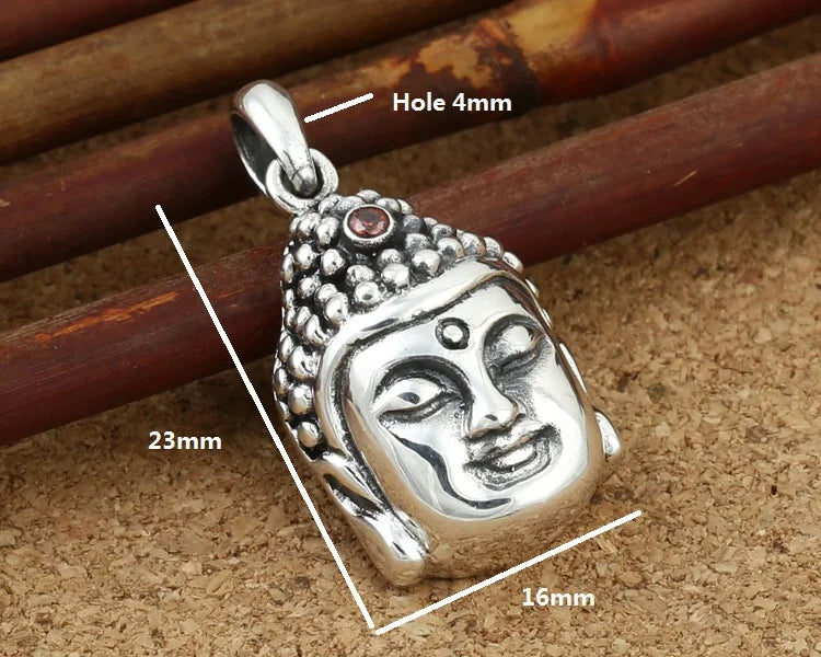 Handcrafted 925 Silver Buddha Pendant vintage sterling silver Tibetan Buddha Head Amulet Pendant Good Luck Amulet