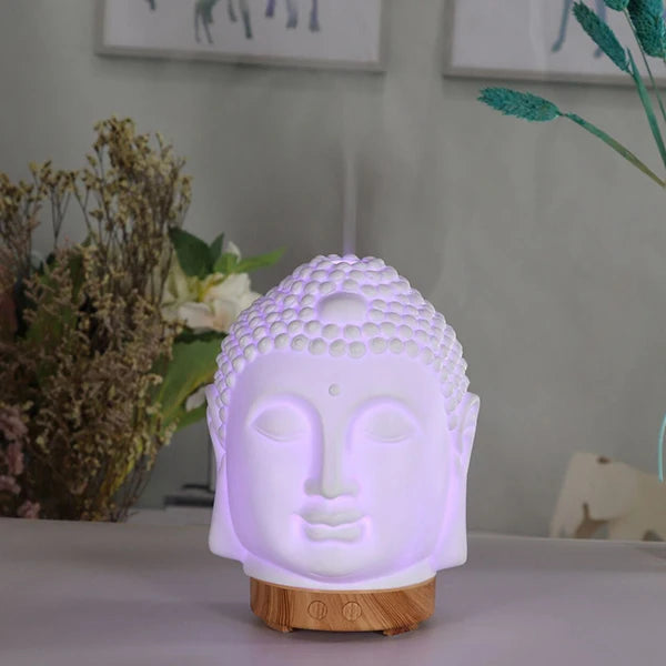 Buddha Head Essential Oil Diffuser – 100 ml Ultrasonic Aromatherapy Humidifier & Night Lamp