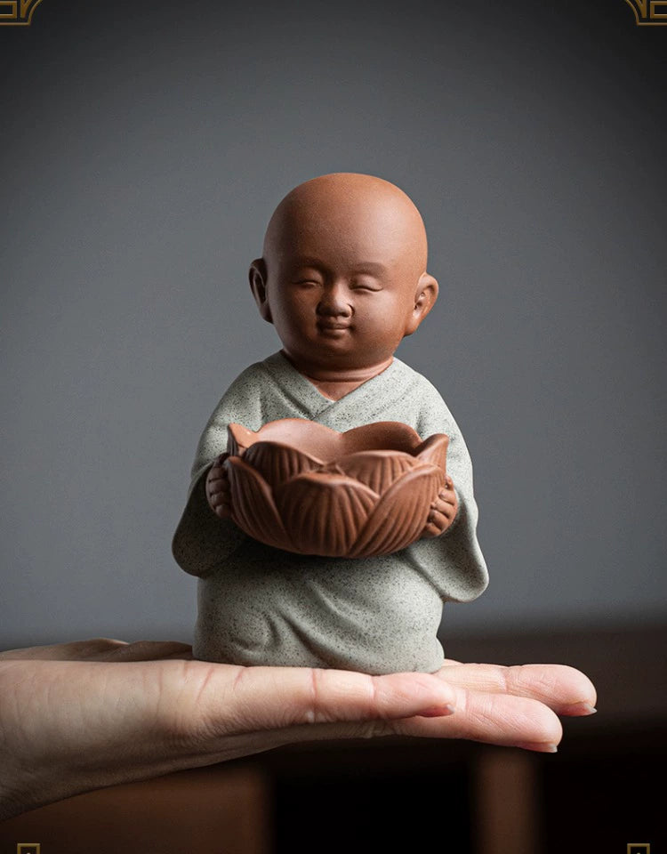 Ceramic Zen Little Monk Tealight Holder – Peaceful Meditation Candle Decor