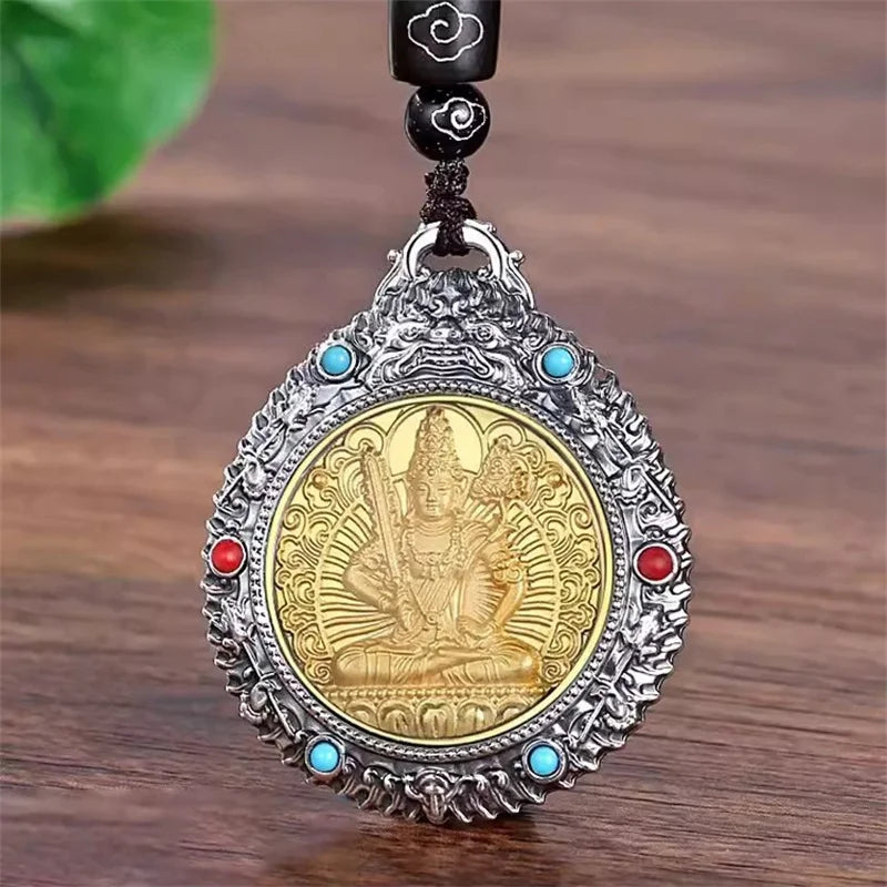 Avalokitesvara & Amitabha Guardian Amulet – Double-Sided Blessing Pendant Necklace