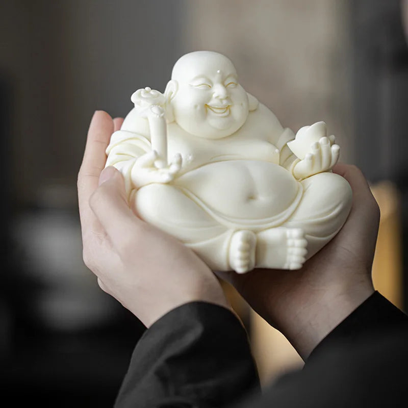 Ceramics Maitreya Buddha LAUGHING BUDDHA sculptures Figurines Luxury Home Living Room Office  Wealth Luck Feng Shui Decor