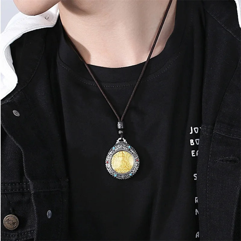 Avalokitesvara & Amitabha Guardian Amulet – Double-Sided Blessing Pendant Necklace