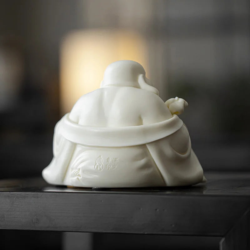 Ceramics Maitreya Buddha LAUGHING BUDDHA sculptures Figurines Luxury Home Living Room Office  Wealth Luck Feng Shui Decor