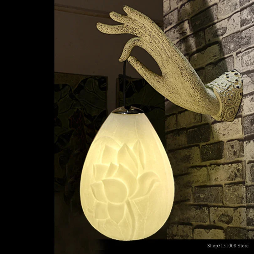 Lotus Buddha Hand Wall Lamp – Zen Inspired Decorative Lighting (Right or Left Hand)