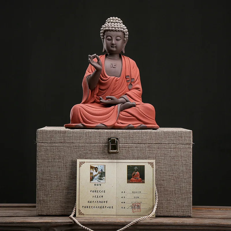 Sakyamuni Pure Clay Porcelain Buddha Statue – Handcrafted Zen Home Decor