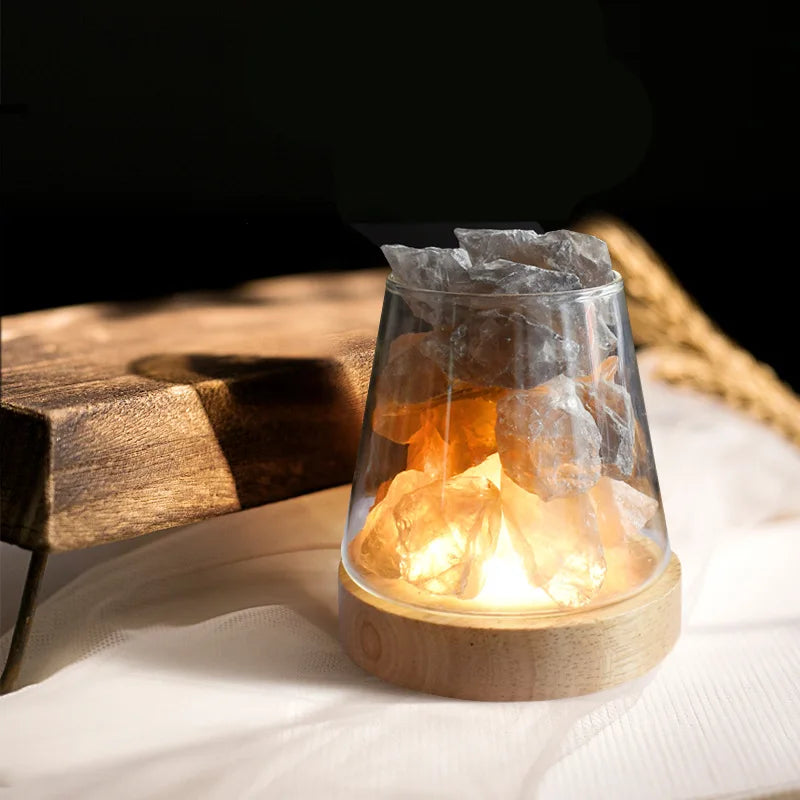 Natural Himalayan Salt Crystal Lamp with Essential Oil Diffuser – USB Rechargeable Air Purifier & Night Light