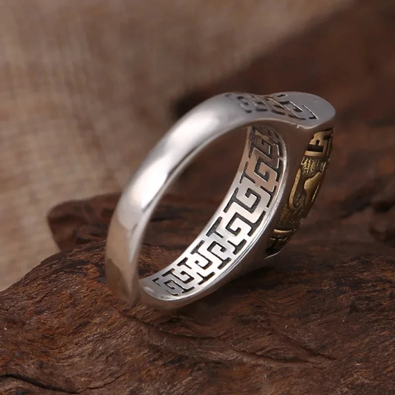 Tibetan Rotating Mantra Ring – Vintage Buddhist Blessing & Meditation Spinner