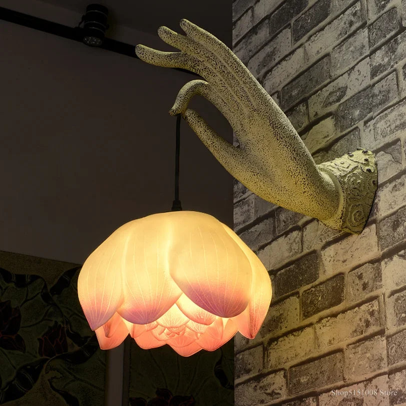 Lotus Buddha Hand Wall Lamp – Zen Inspired Decorative Lighting (Right or Left Hand)