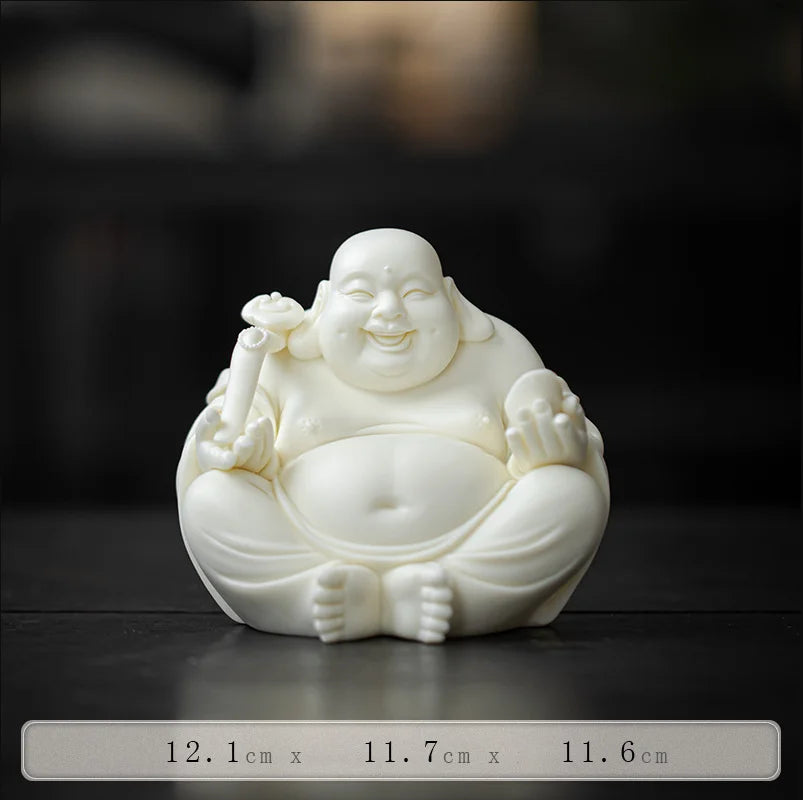 Ceramics Maitreya Buddha LAUGHING BUDDHA sculptures Figurines Luxury Home Living Room Office  Wealth Luck Feng Shui Decor