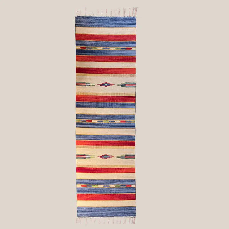 Handwoven Cotton Yoga & Meditation Mat – Extra-Long Foldable Geometric Pattern Rug