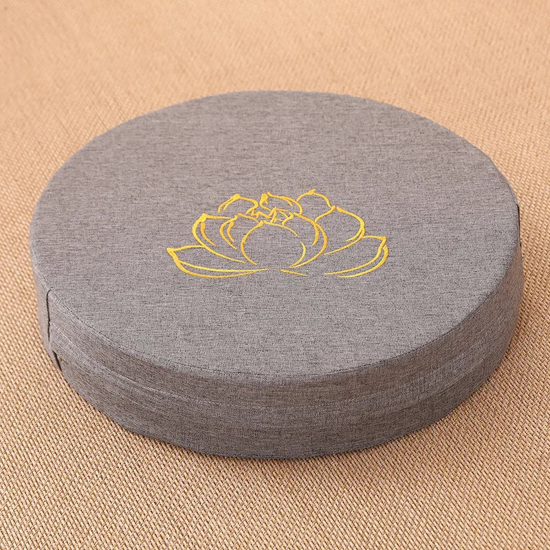 Round Linen Meditation Cushion – 40 cm Yoga & Floor Pillow