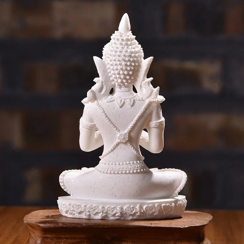 Mini Sandstone Buddha Statue – White, Black, or Gold (11 cm)