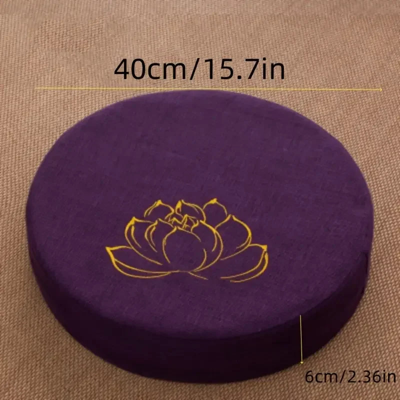 Round Linen Meditation Cushion – 40 cm Yoga & Floor Pillow