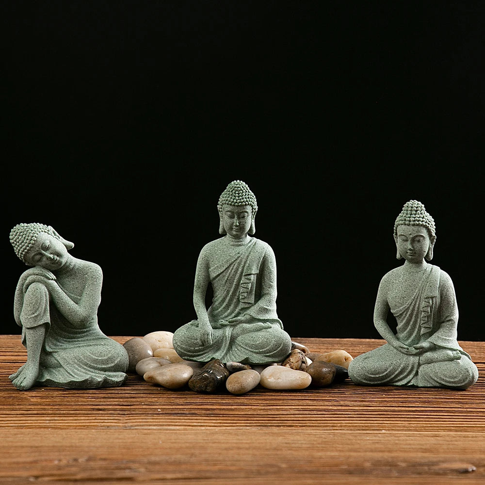 Small Zen Buddha Statue – Mini Resin Stone Meditation Figurine