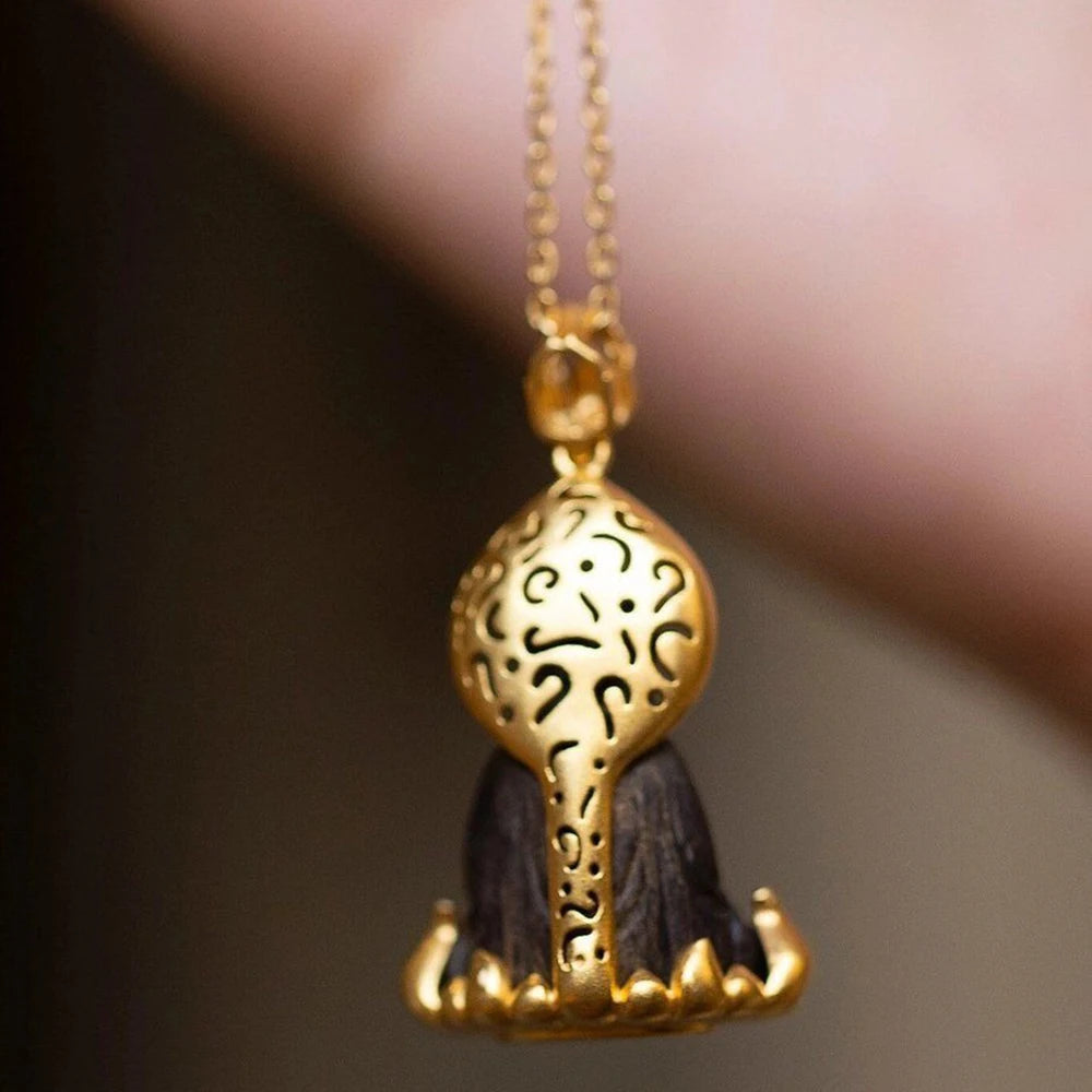 Handmade Guanyin Buddha Pendant Necklace – Adjustable Black Rope Spiritual Jewelry