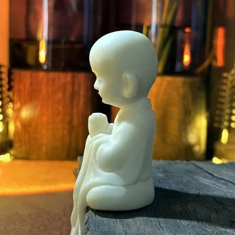 Zen Young Monk Decorative Figurines Buddhist Figure Sculpture Cute Home Room Office Garden Decoration Ornaments