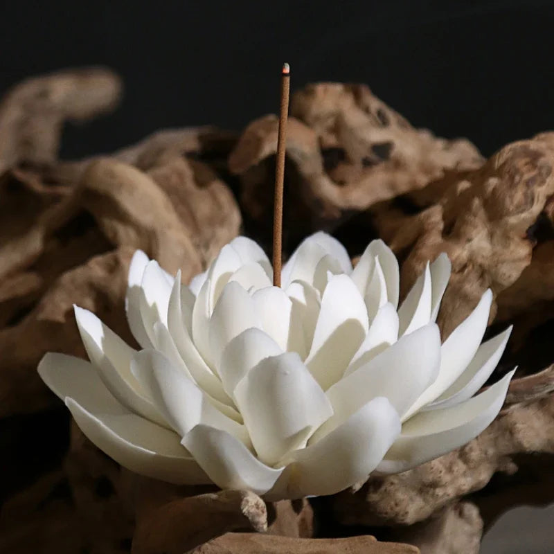 Ceramic White Lotus Incense Burner – Elegant Home & Meditation Décor
