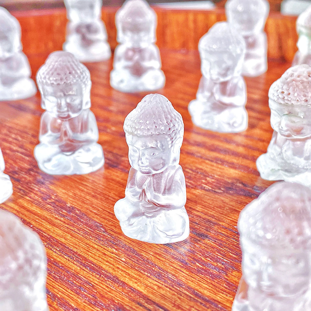 Mini Clear Quartz Buddha Figurine – Hand-Carved Healing Crystal