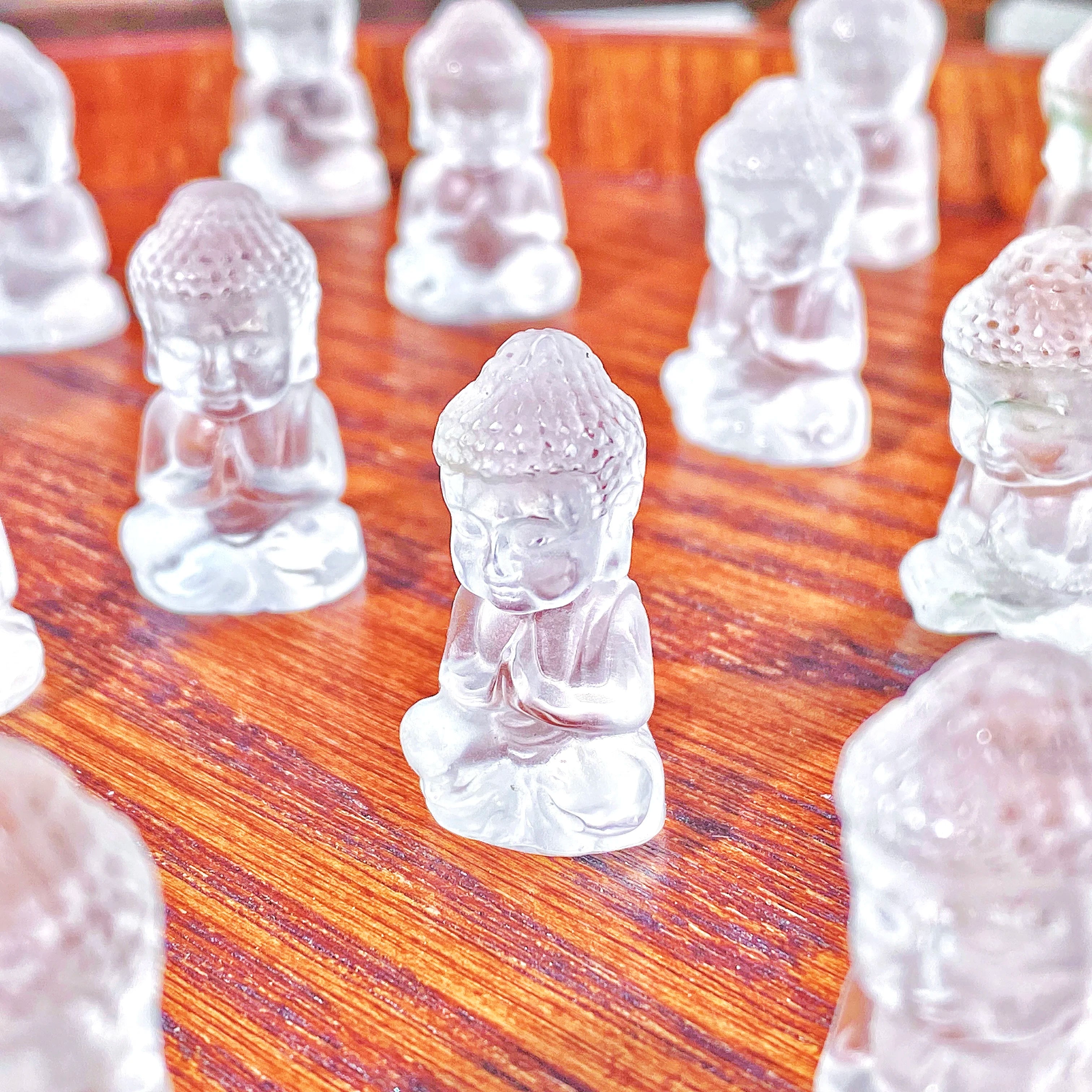 Mini Clear Quartz Buddha Figurine – Hand-Carved Healing Crystal