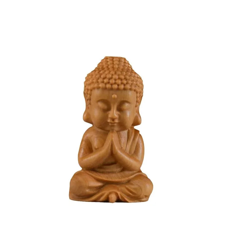 wood carving Little Tathagata sculptures Figurines wooden buddha statue the  Cute Home Room Office Wealth Luck Feng Shui Decor