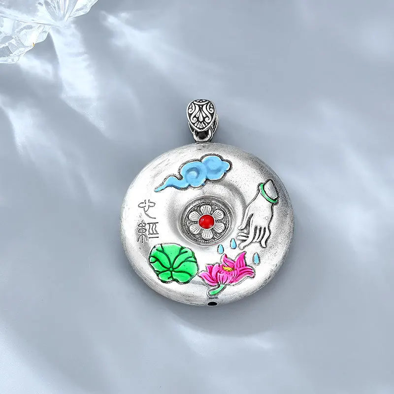 Lotus & Buddha’s-Hand Heart Sutra Blessing Necklace – Circle of Peace & Protection