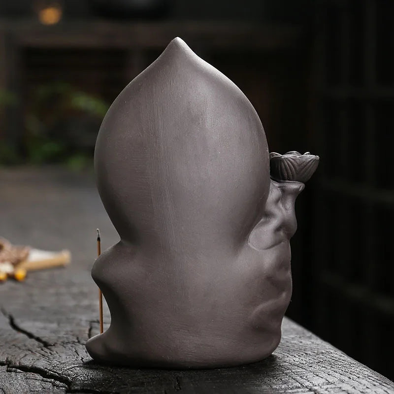 Buddha Backflow Incense Burner – Purple Sand Waterfall Aromatherapy Statue