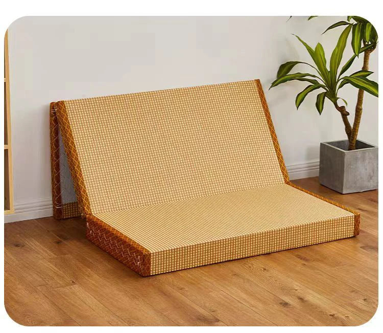 Foldable Tatami Meditation Mattress – Hard 3E Coconut Palm Core | Rattan Yoga Pad & Floor Bed