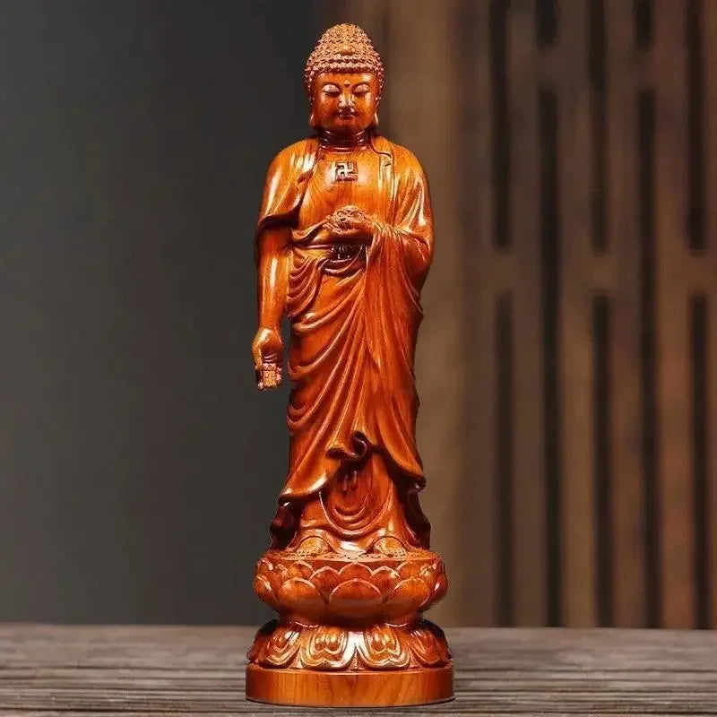 Handmade Rosewood Standing Buddha Statue