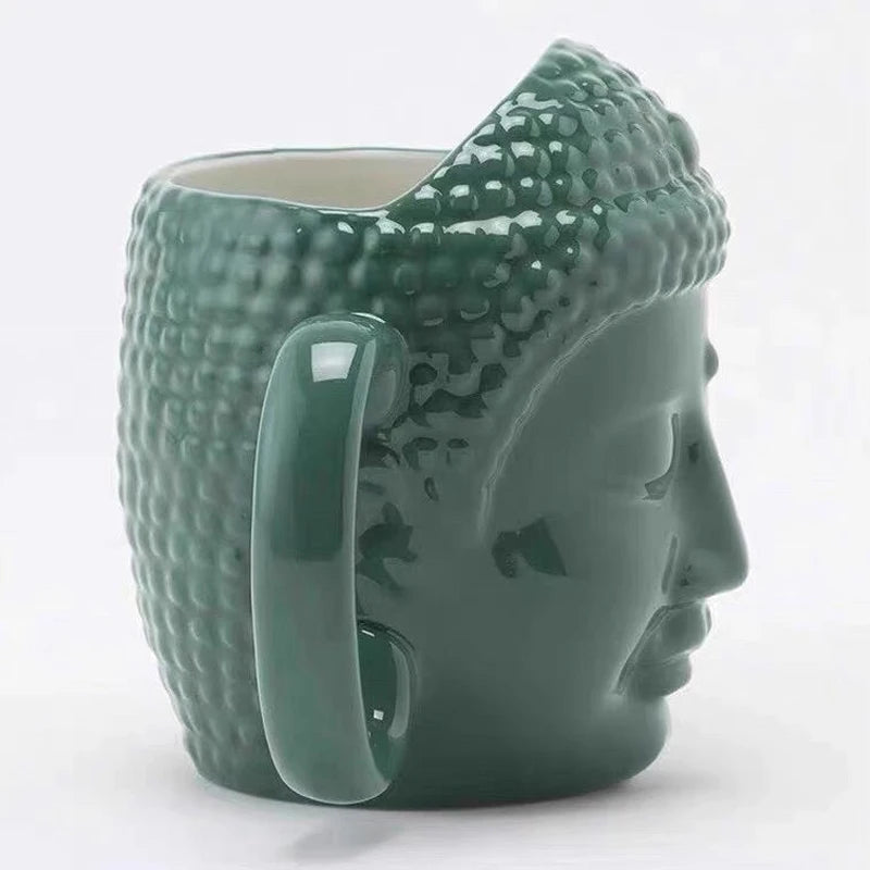 Buddha Head Mug - Ceramic Tea Cup | Mindful Meditation Coffee Mug | Spiritual Gift for Yogis, 500ML