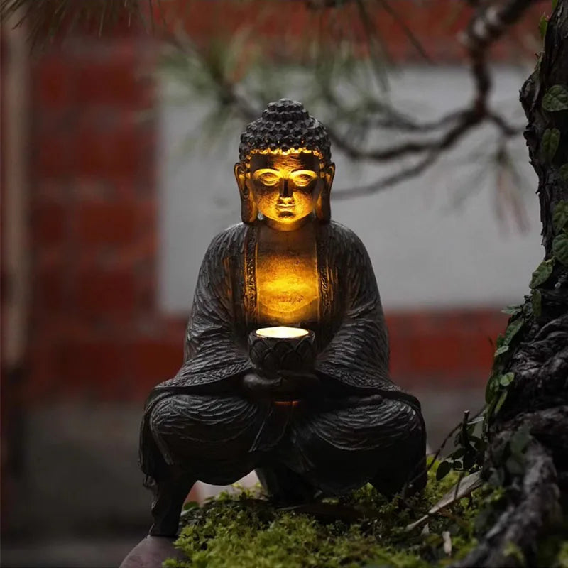 Outdoor Solar Buddha Statue Lamp – Tranquil Garden & Patio Light