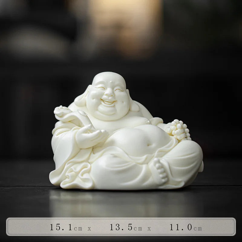 Ceramics Maitreya Buddha LAUGHING BUDDHA sculptures Figurines Luxury Home Living Room Office  Wealth Luck Feng Shui Decor