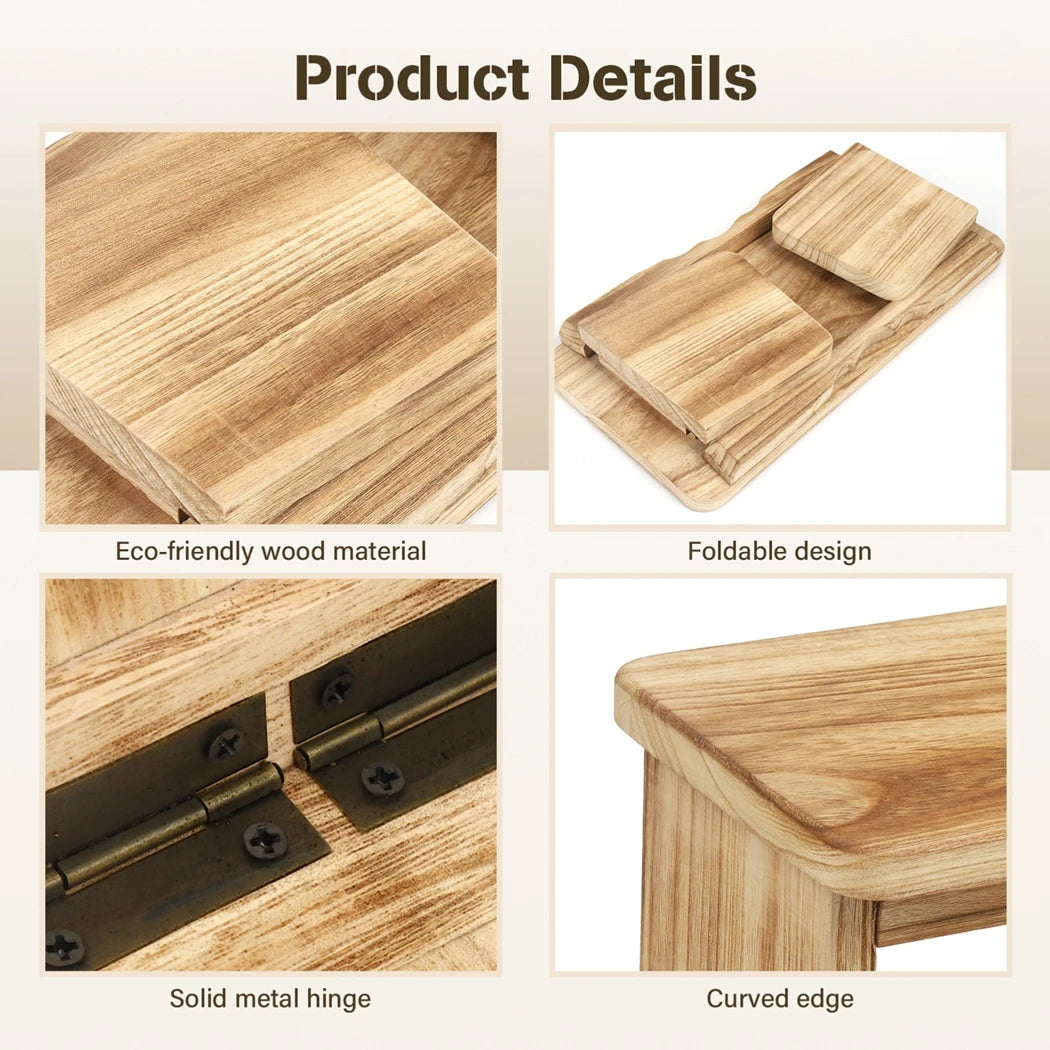 Foldable Wooden Meditation Bench – Ergonomic Yoga Kneeling Stool with Metal Hinges