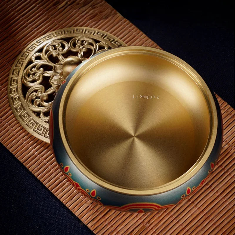 Pan Incense Burner – Painted Copper Flat-Bottom Stove for Pan, Stick & Cone Incense