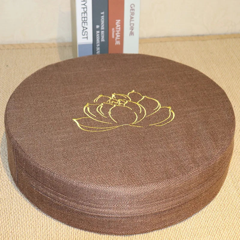 Round Linen Meditation Cushion – 40 cm Yoga & Floor Pillow