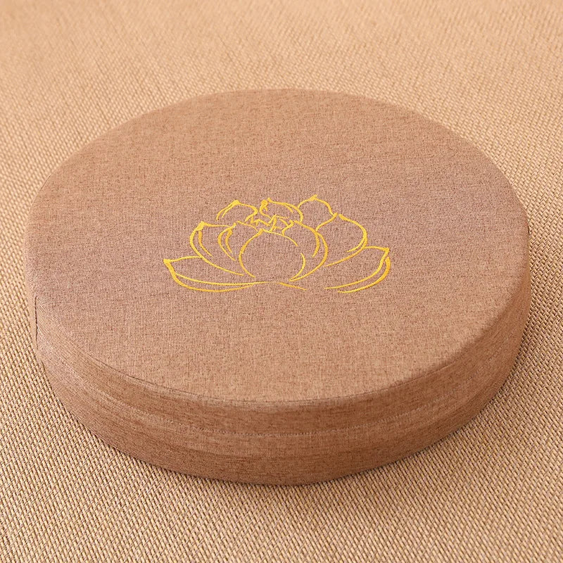 Round Linen Meditation Cushion – 40 cm Yoga & Floor Pillow