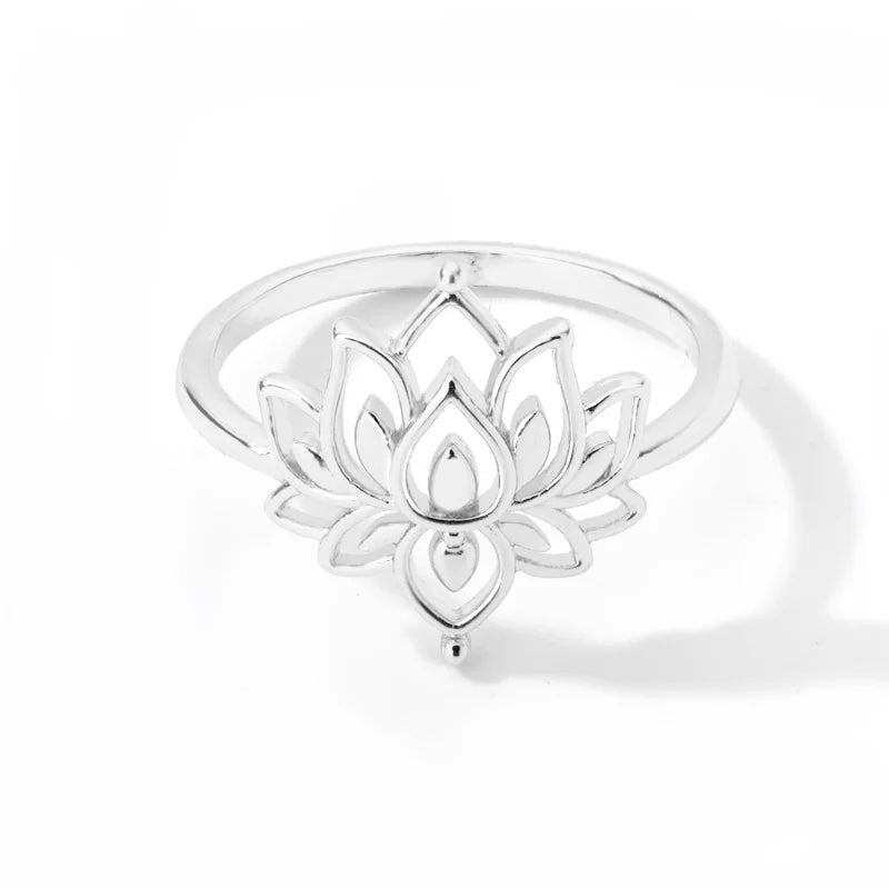 Lotus Flower Stainless Steel Ring – Spiritual Symbol of Purity & Growth
