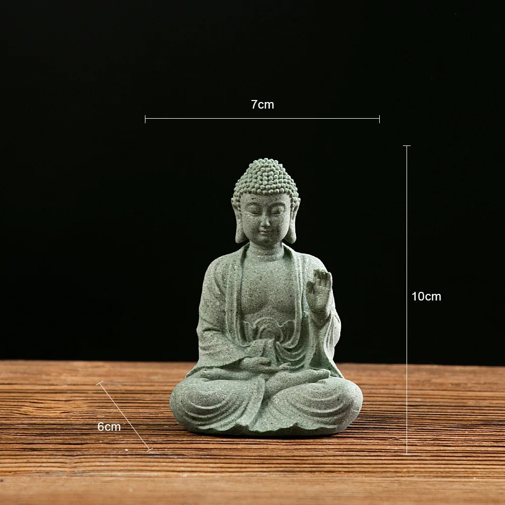 Small Zen Buddha Statue – Mini Resin Stone Meditation Figurine