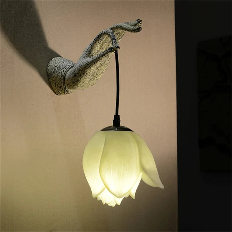 Lotus Buddha Hand Wall Lamp – Zen Inspired Decorative Lighting (Right or Left Hand)