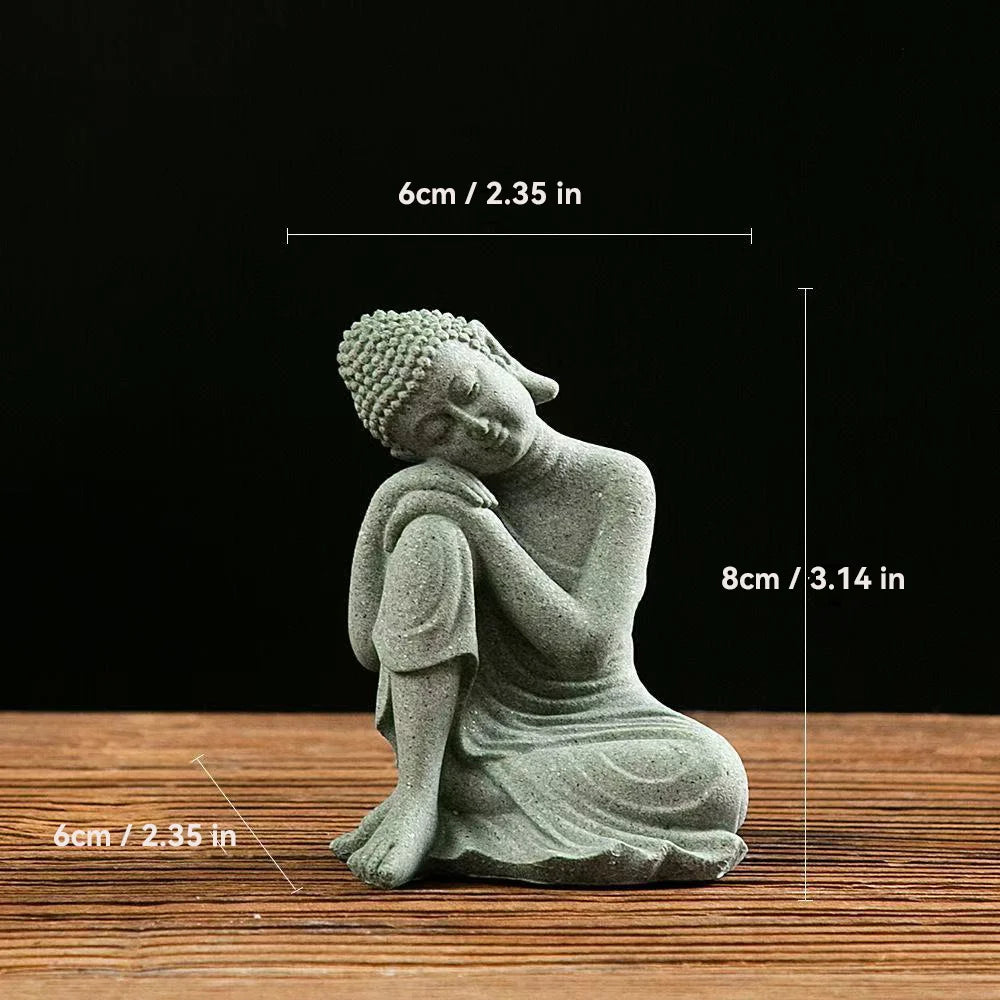 Thailand Buddha Garden Statue  Fish Tank Decoration Buddhism Figurine Desk Tablescape Decor Home Zen Statue Green Sabdstone