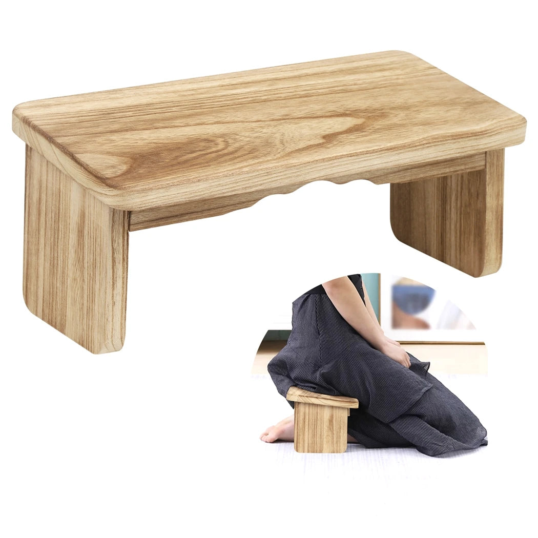 Foldable Wooden Meditation Bench – Ergonomic Yoga Kneeling Stool with Metal Hinges
