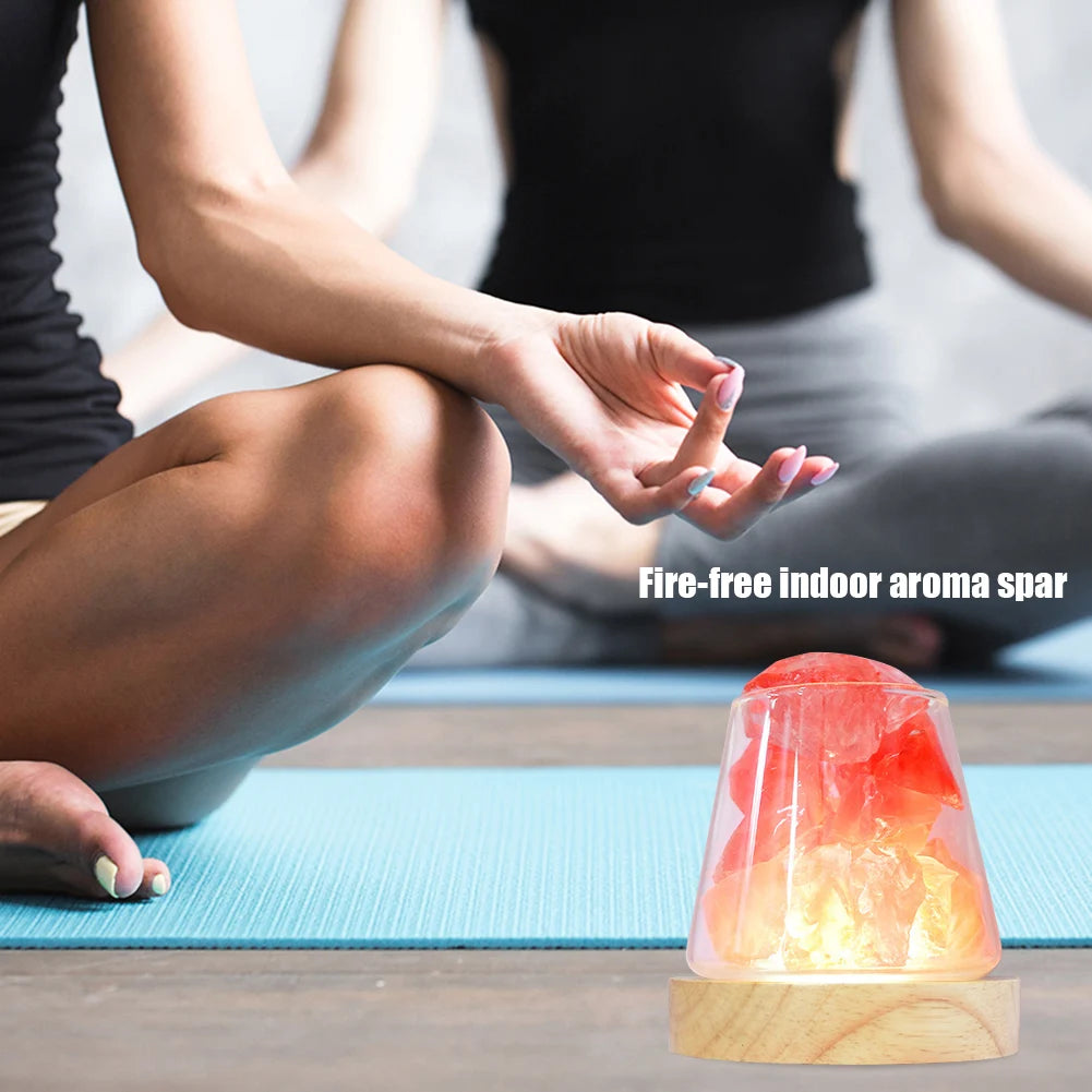Natural Himalayan Salt Crystal Lamp with Essential Oil Diffuser – USB Rechargeable Air Purifier & Night Light
