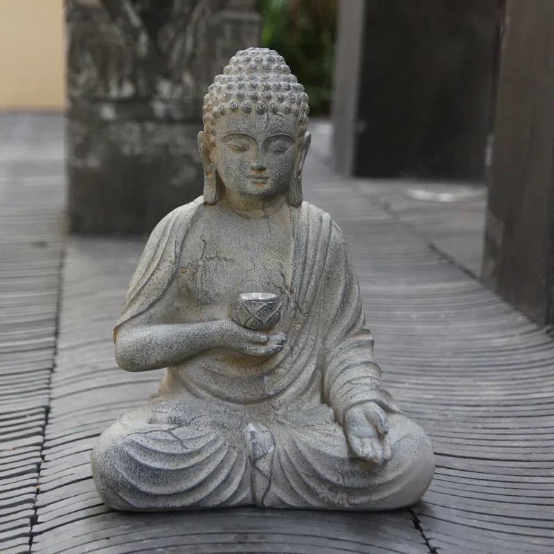 Solar-Powered Resin Buddha Statue – Outdoor & Indoor Zen Garden Light | 18×13×24 cm