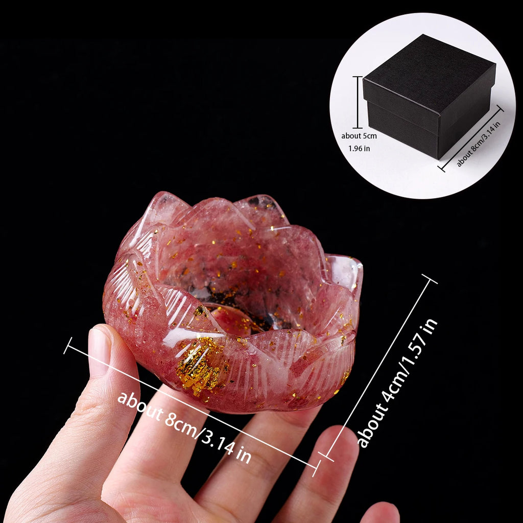 Natural Crystal Lotus Flower Base – Gemstone Candle or Sphere Holder